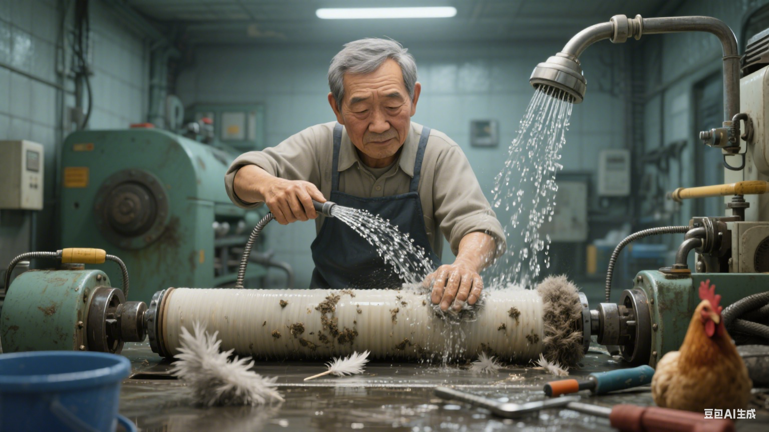 50 公斤小鸡毛辊清洗机：能洗干净吗？鸡毛能全脱净吗？(5)