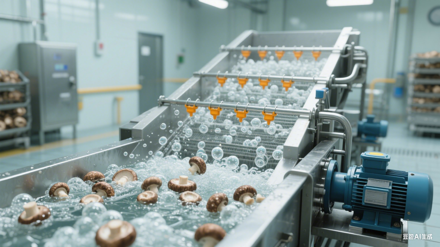 香菇气泡清洗机里的 “动力搭档”：水泵压力和减速机是啥？(1)