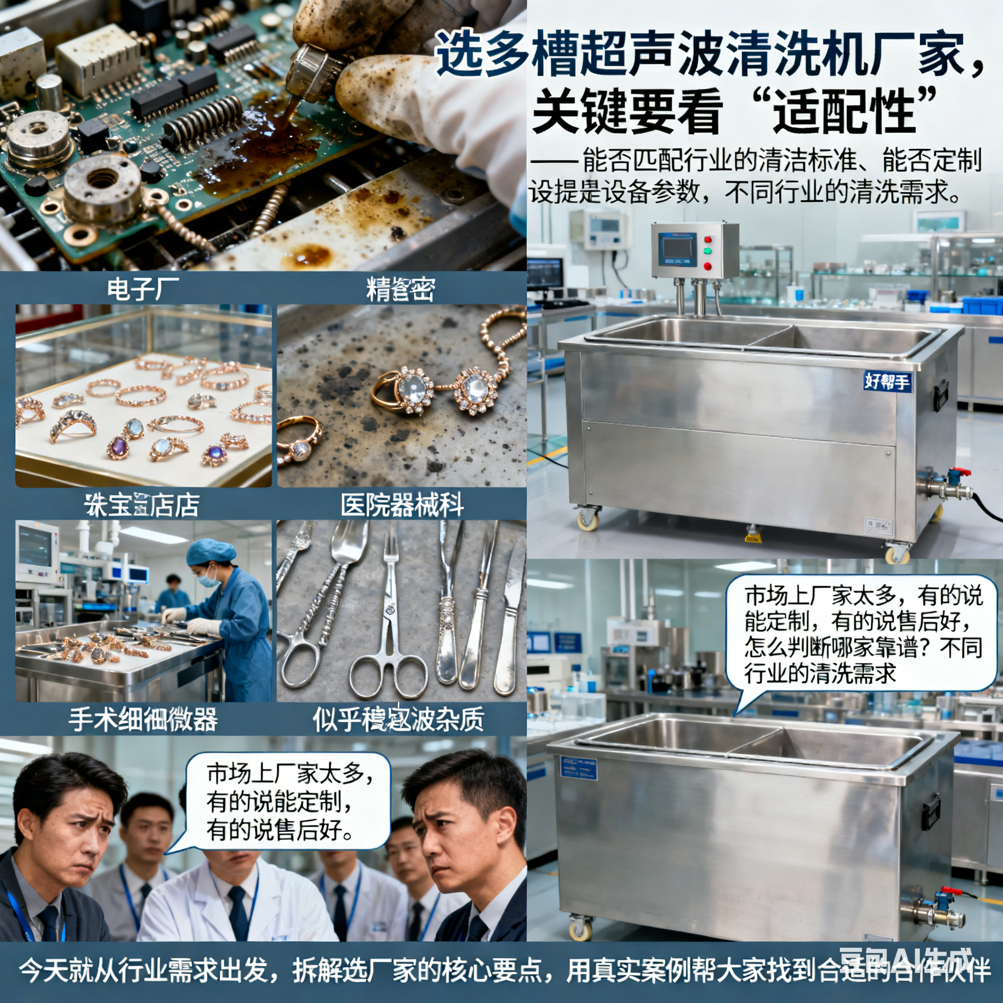 多槽超声波清洗机厂家怎么选？不同行业适配指南(1)